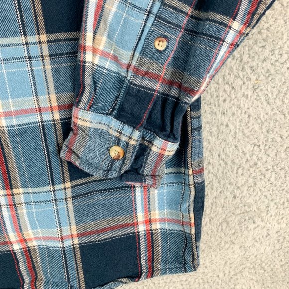 RedHead Flannel Shirt Mens Medium Blue Red Plaid Outdoor Hike Camp Fish Hunt - Picture 5 of 12